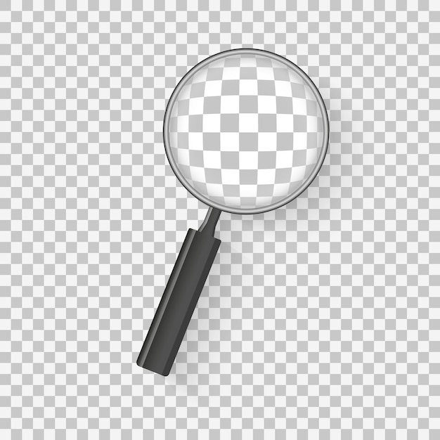 Vector magnifying glass realistic isolated on checkered background vector illustration