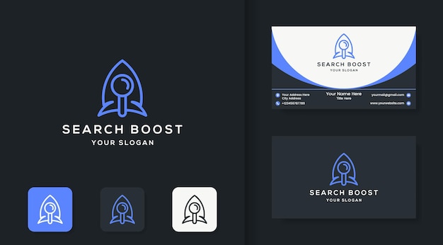 虫眼鏡のロケットのロゴデザインと名刺のデザイン
