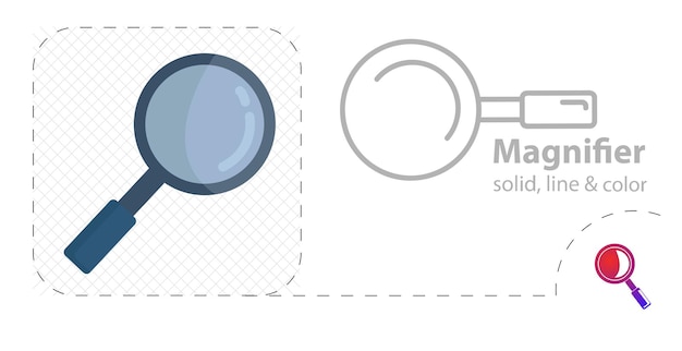 Magnifying glass or search isolated flat illustration Magnifying glass line icon