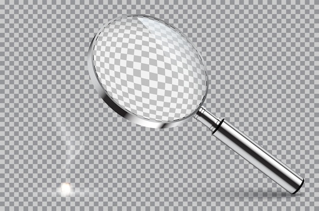 Magnifying glass starting fire isolated on transparent background