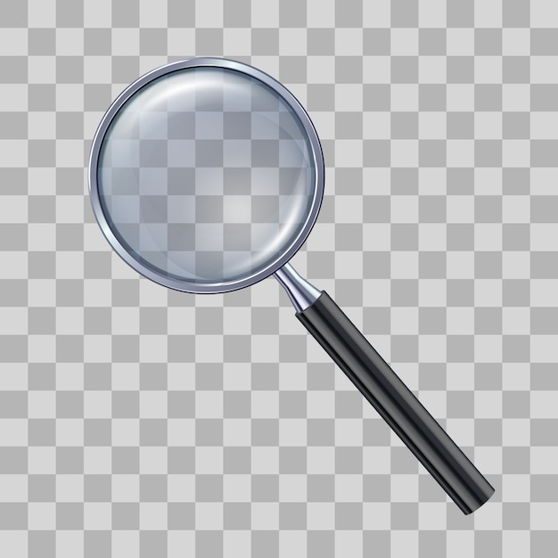 Magnifying glass on transparent background.