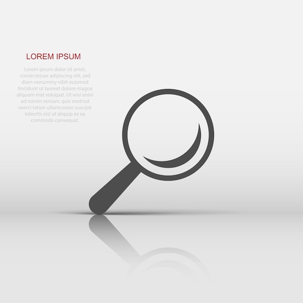 Magnifying glass vector icon in flat style Search magnifier illustration on white isolated background Find search business concept