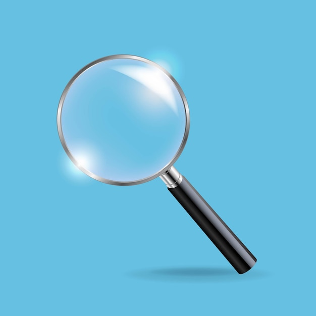 Vector magnifying glass with blue background