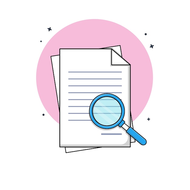 magnifying glass with document paper vector illustration evidence analysis concept design