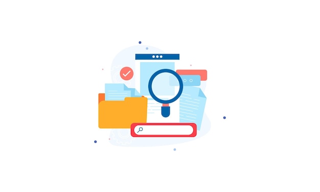 magnifying glass with file searching vector