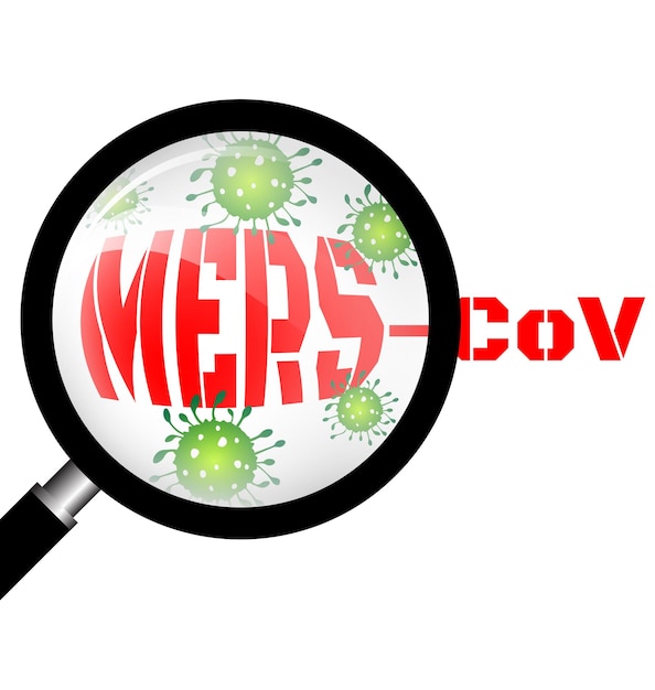 Vector magnifying glass with mers virus