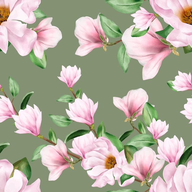 Magnolia aquarel bloemen naadloos patroon