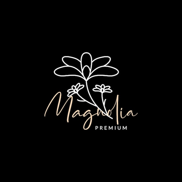 Magnolia bloem schoonheid logo ontwerp minimaal