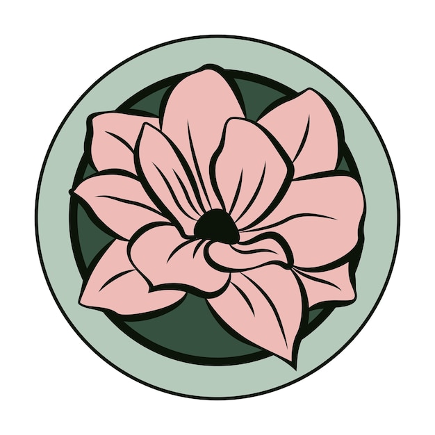 Magnolia bloem vector pictogram ontwerp Kleurrijke bloemen symboolpictogram Rond plat pictogram