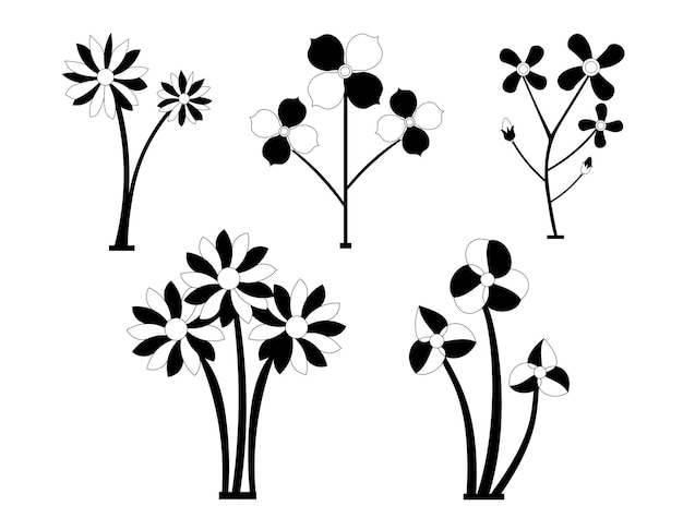 Magnolia Flower isolated vector Silhouettes