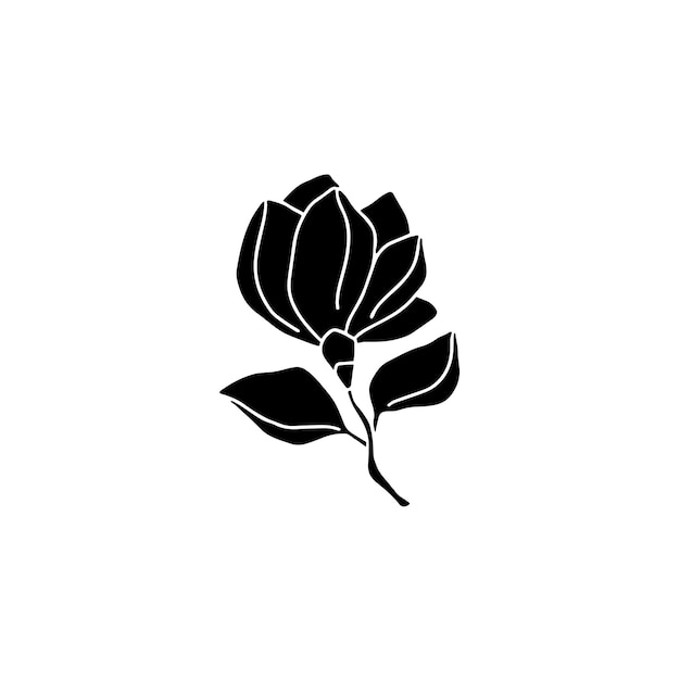 Magnolia flower silhouette vector illustration