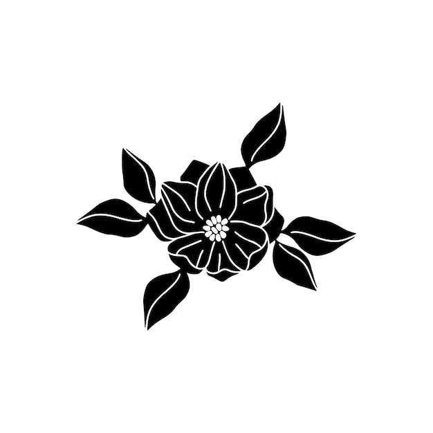 Magnolia flower silhouette vector illustration