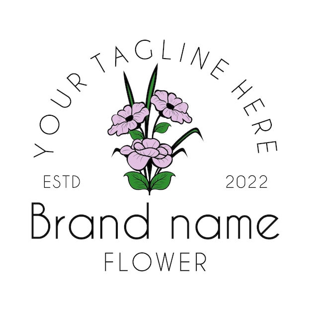 magnolia flower vector logo design.