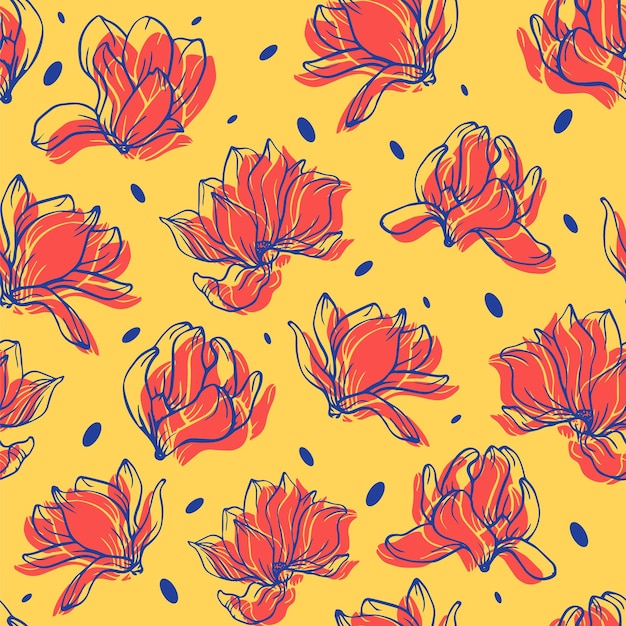 Vector magnolia seamless pattern