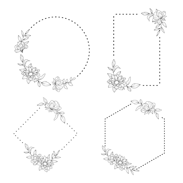 マグノリア 春の花 ベクトル ビンテージ ボタニカル イラスト 招待状 黒と白