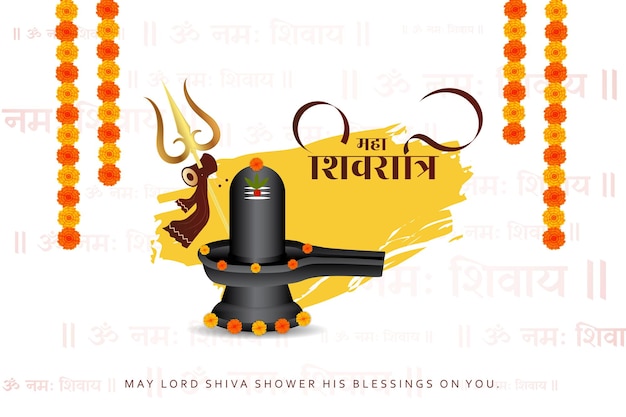 Vector maha shivratri festival blessings greeting card design with hindi text