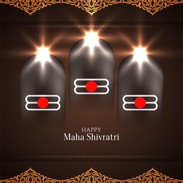 Maha shivratri festival greeting card with bright glossy decorations, lights and windows