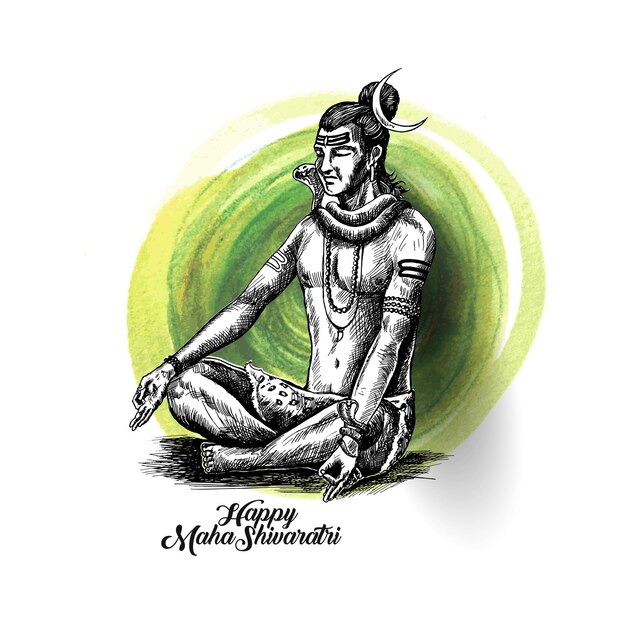 Maha Shivratri gelukkig Nag Panchami Lord shiva Poster Hand getrokken schets vectorillustratie