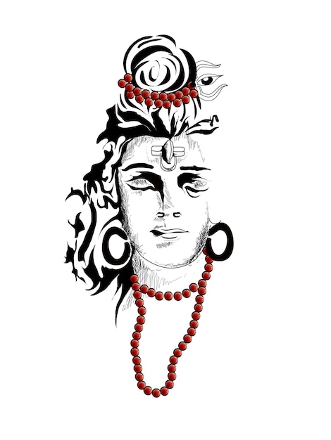 Maha Shivratri. Hand Drawn Sketch beautiful  Background.