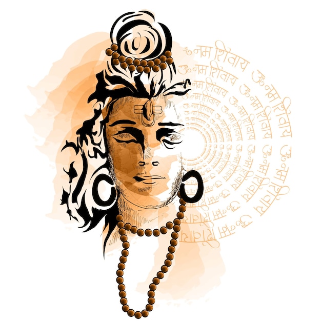 Maha Shivratri. Hand Drawn Sketch beautiful  Background.