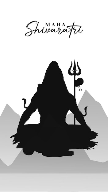 Maha Shivratri Illustratie van Lord Shiva Silhouette Design Social Media Post