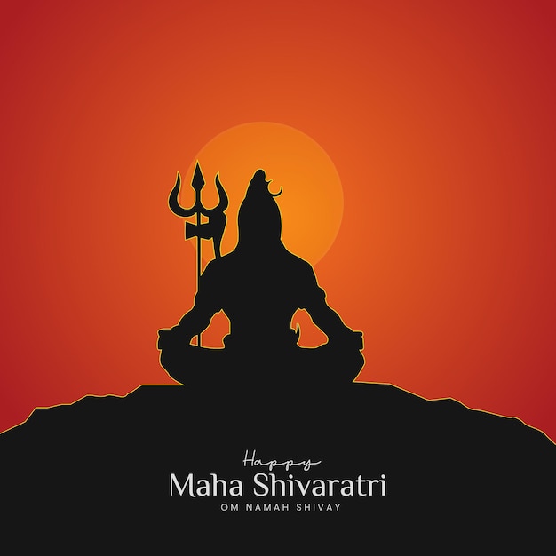 Lord Shiva 실루엣 디자인 소셜 미디어 게시물의 Maha Shivratri 그림