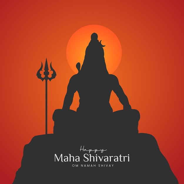 Lord Shiva 실루엣 디자인 소셜 미디어 게시물의 Maha Shivratri 그림