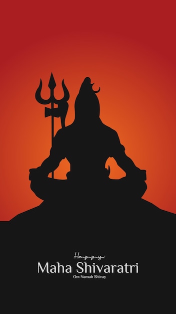 maha shivratri illustration of lord shiva silhouette design social media post