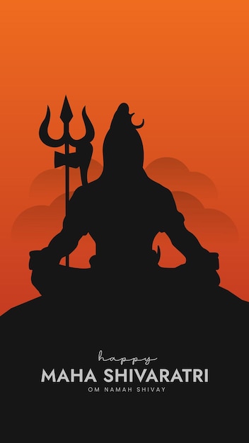 Lord Shiva 실루엣 디자인 소셜 미디어 게시물의 Maha Shivratri 그림