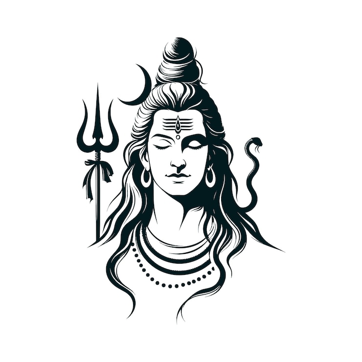 Vector maha shivratri shankar mahadev lord shiva in samadhi
