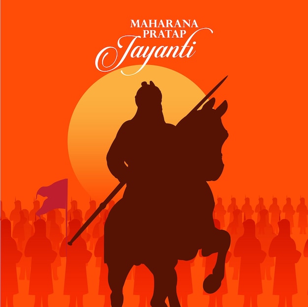 Maharana pratap card with army silhouette