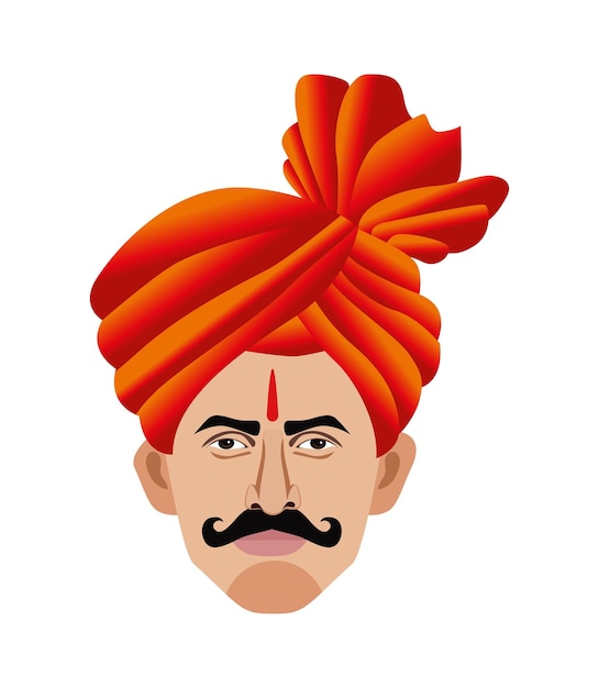 Vector maharashtra man with feta and tilak close up