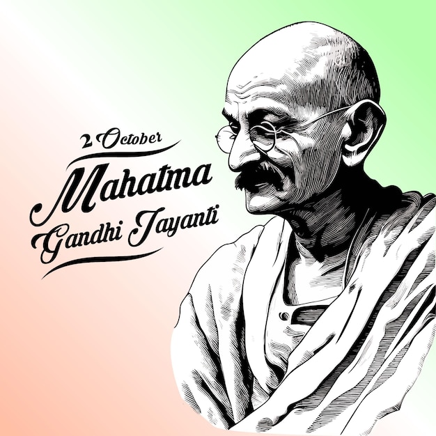 Vettore illustrazione vettoriale del mahatma gandhi felice gandhi jayanti