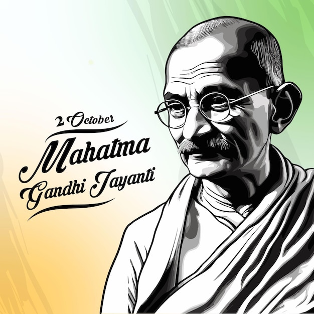 Vettore illustrazione vettoriale del mahatma gandhi felice gandhi jayanti