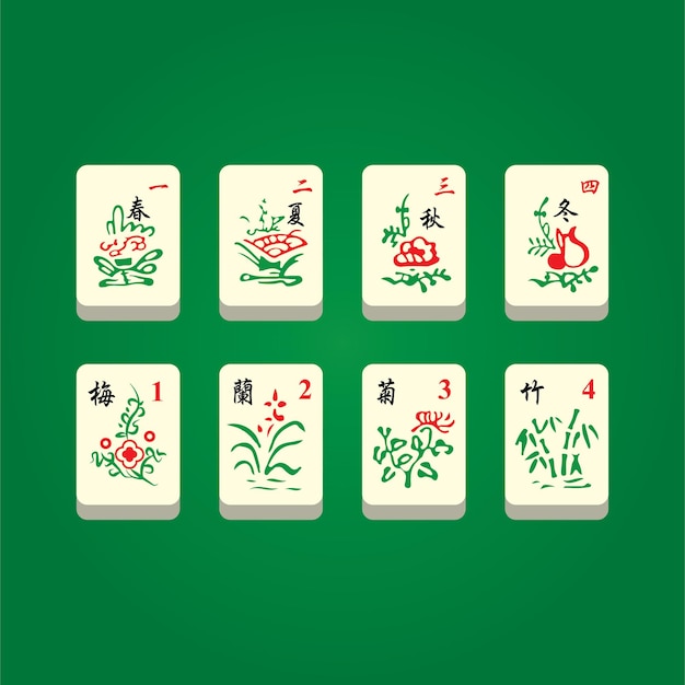 Vettore illustratore di vettore di icone mahjong