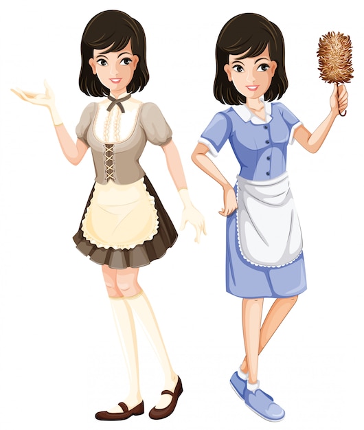 Vector maid character with uniform