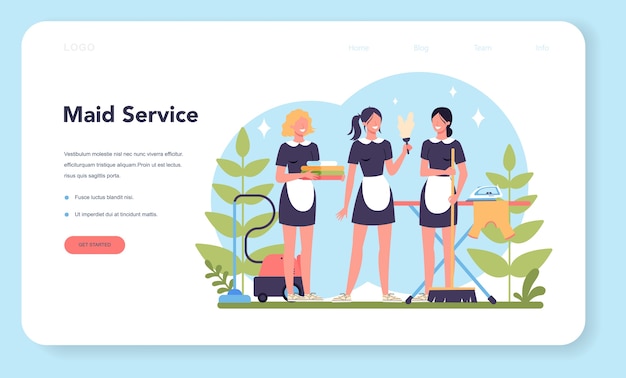 Maid service, cleaning service, apartment cleaning web banner or landing page