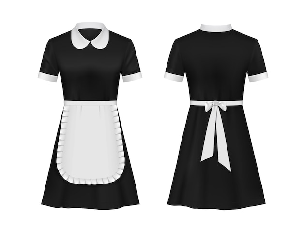 Maid, waitress uniform, hotel worker dress clothes