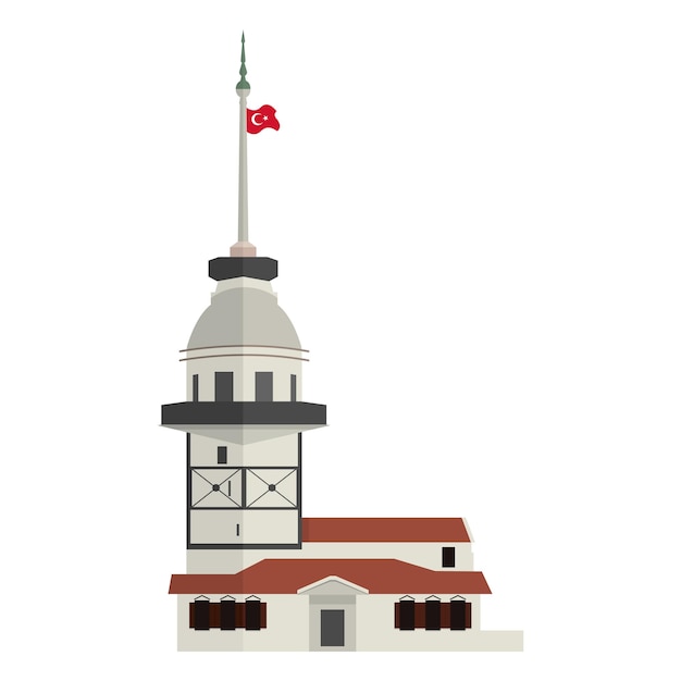 Vector maiden's tower is the historical building of istanbul