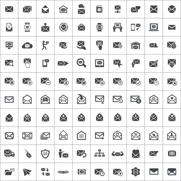메일 100 아이콘 유니버설 세트
