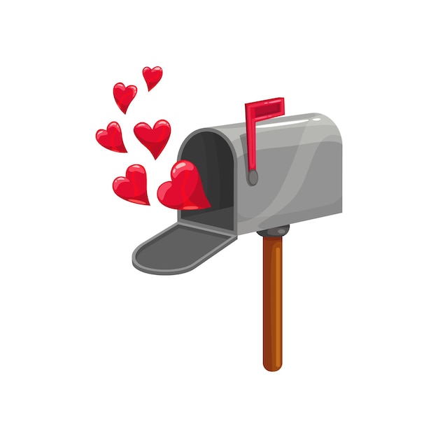 Mail box red flag and hearts