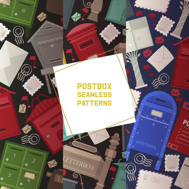 Vector mail box seamless pattern post mailbox postal mailing letterbox