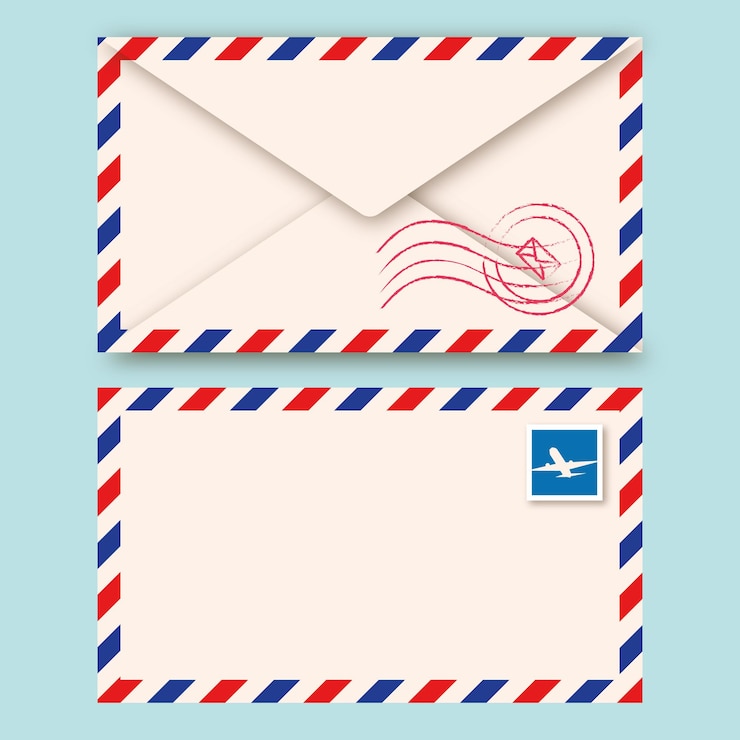 Vector mail brievenenvelop met postzegels