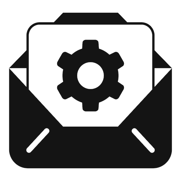 Vector mail cog battery icon simple vector size twin storage