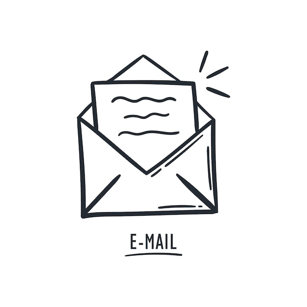 Mail envelop pictogram doodle vector illustratie hand getekende cartoon stijl