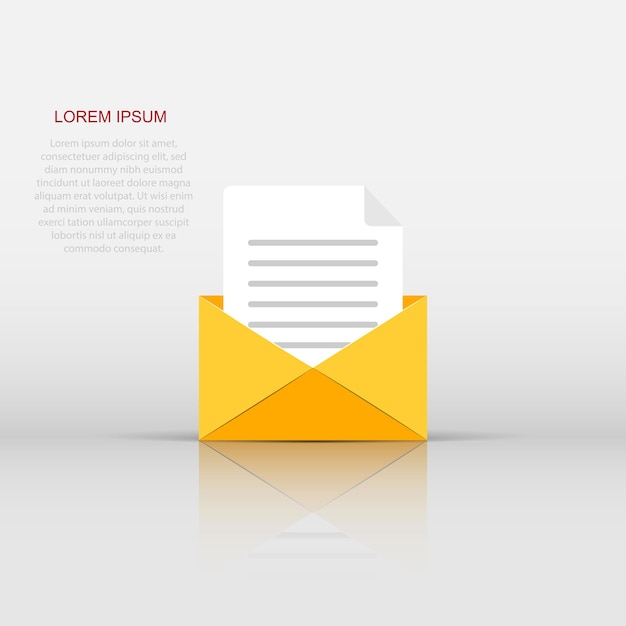 Mail envelop pictogram in vlakke stijl E-mail bericht vectorillustratie op witte geïsoleerde achtergrond Mailbox e-mail bedrijfsconcept