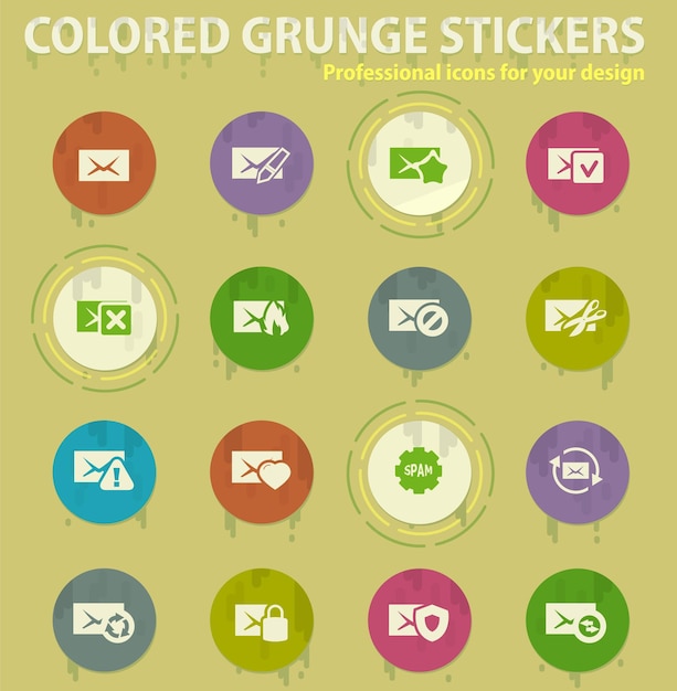 Mail and envelope colored grunge icons