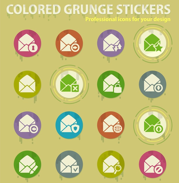 Mail and envelope colored grunge icons