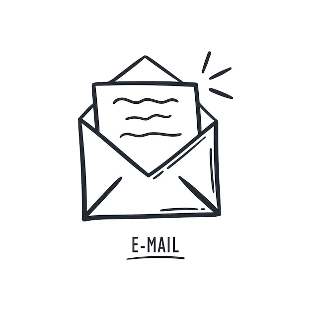 Mail envelope icon doodle vector illustration hand drawn cartoon style