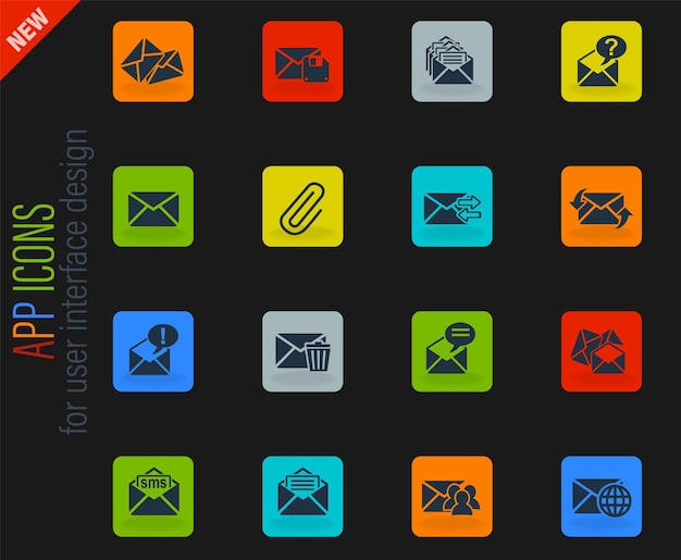 Vector mail and envelope icon set